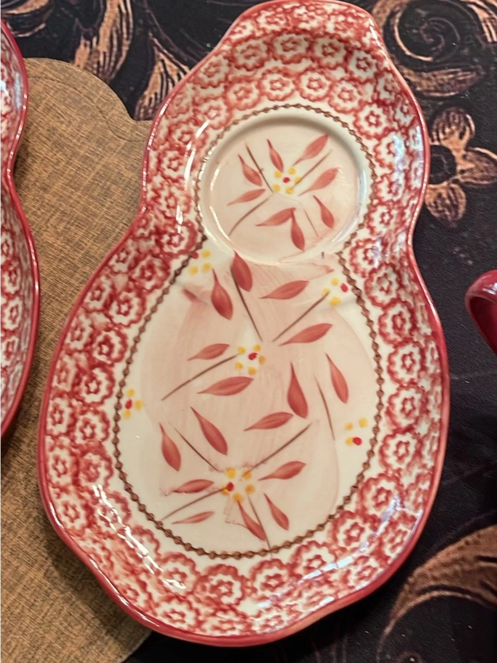 Temptations Red Floral Mug and Snack Plate Set
